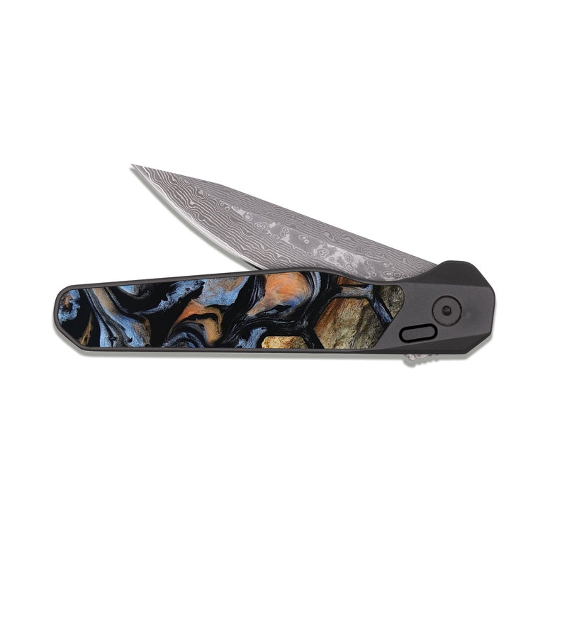 EDC Dark Damascus Wood Pocket Knife - Cason (Pattern, 817797)