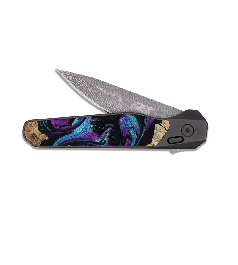 EDC Dark Damascus Wood Pocket Knife - Clare (Purple, 817804)