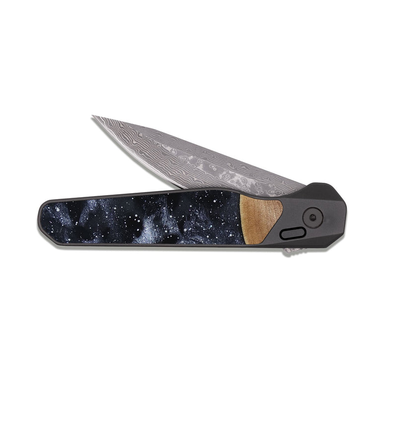 EDC Dark Damascus Wood Pocket Knife - Shara (Cosmos, 817807)