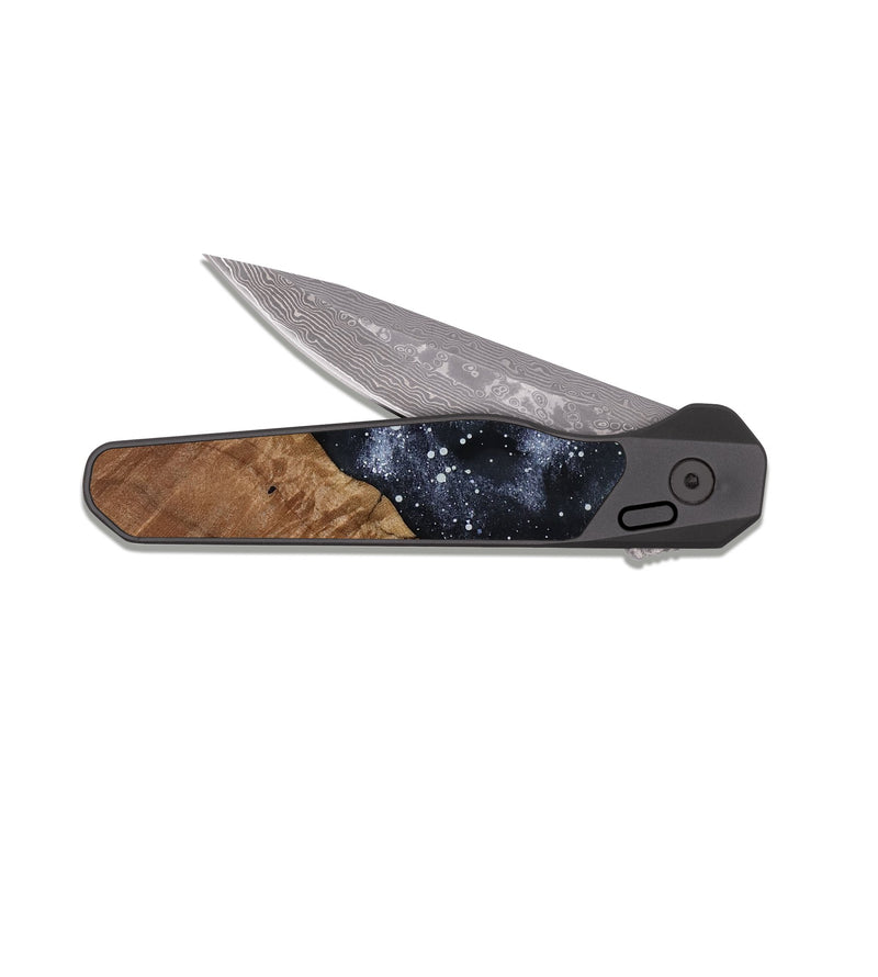 EDC Dark Damascus Wood Pocket Knife - Jessika (Cosmos, 817813)