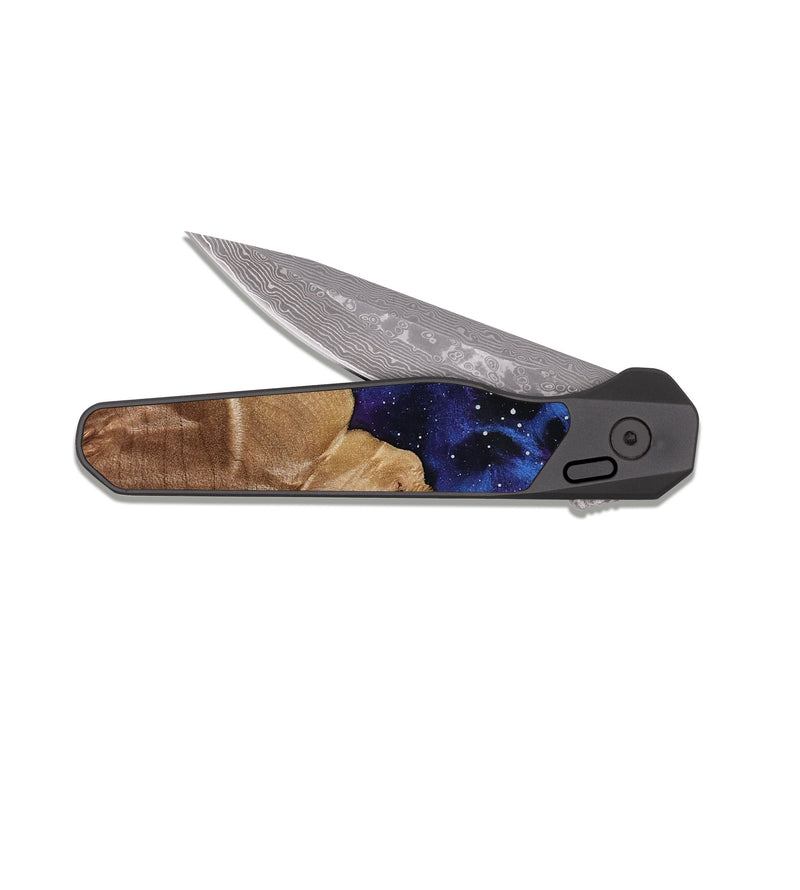 EDC Dark Damascus Wood Pocket Knife - Jeremie (Cosmos, 817814)