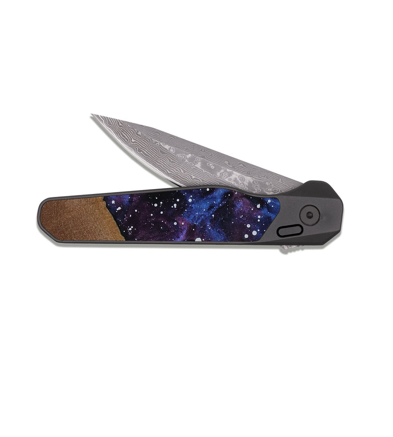 EDC Dark Damascus Wood Pocket Knife - Perry (Cosmos, 817820)