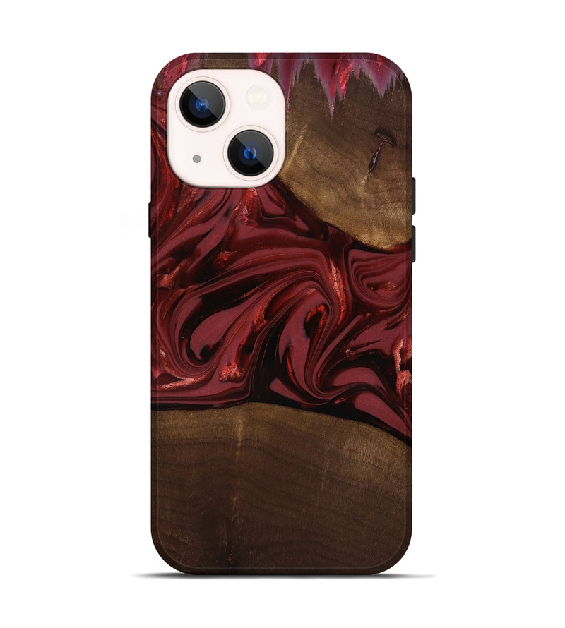 iPhone 14 Wood Live Edge Phone Case - Roberta (Red, 817826)