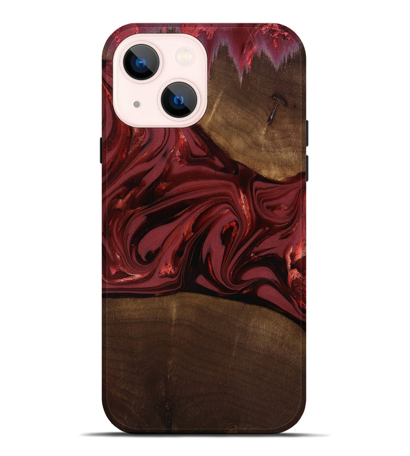 iPhone 14 Plus Wood Live Edge Phone Case - Roberta (Red, 817826)