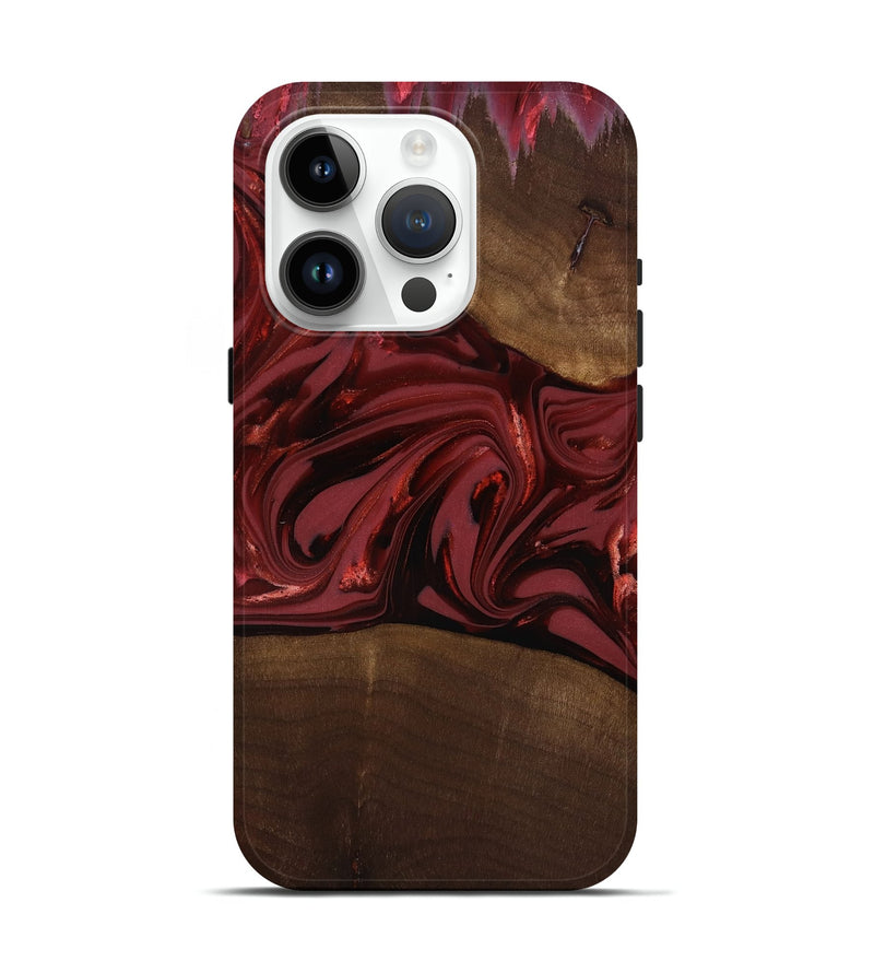 iPhone 15 Pro Wood Live Edge Phone Case - Roberta (Red, 817826)