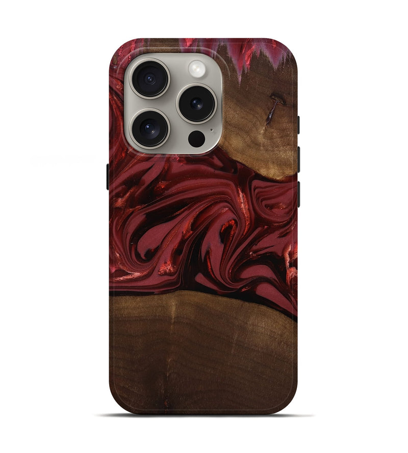 iPhone 16 Pro Wood Live Edge Phone Case - Roberta (Red, 817826)