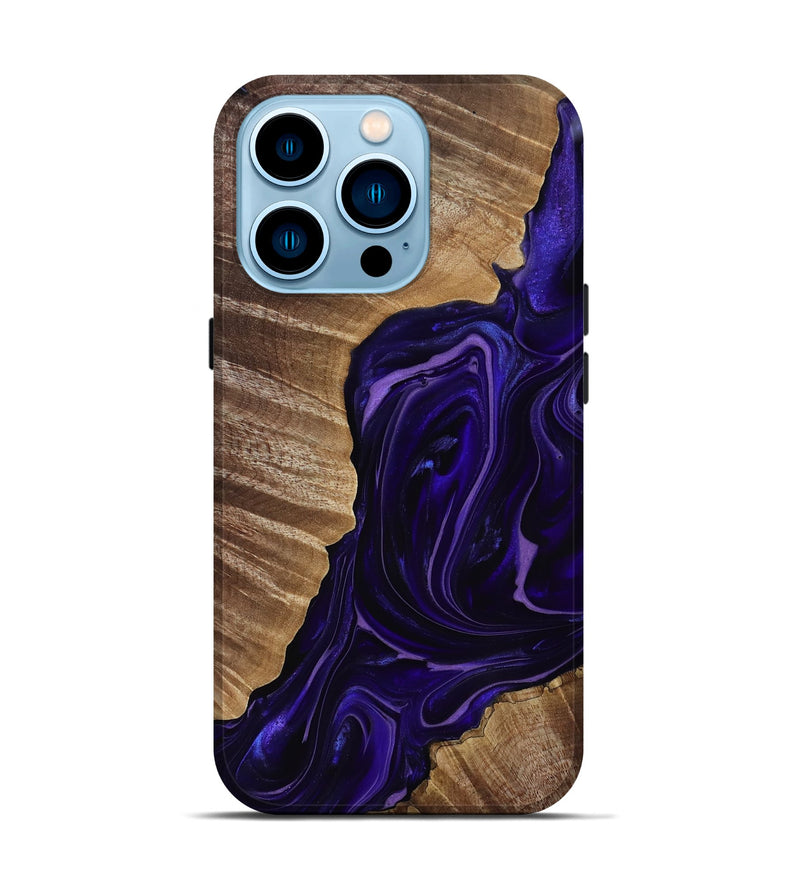 iPhone 14 Pro Wood Live Edge Phone Case - Milana (Purple, 817831)