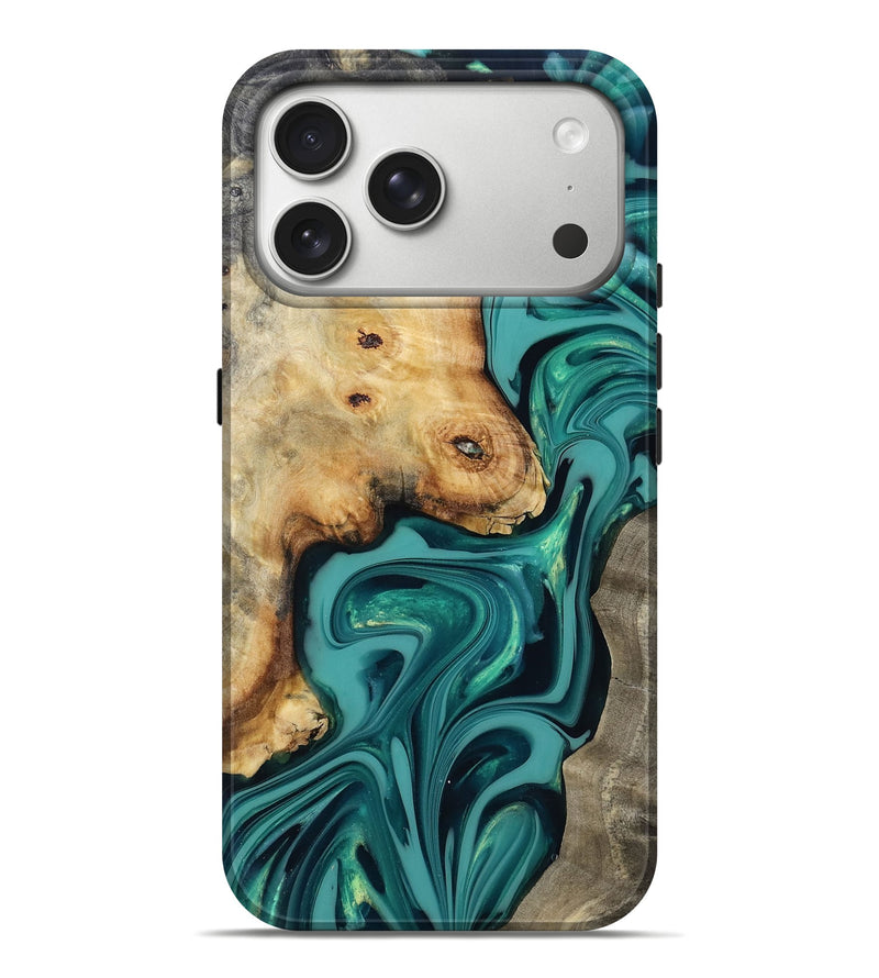 iPhone 17 Pro Max Wood Live Edge Phone Case - Connie (Green, 817833)