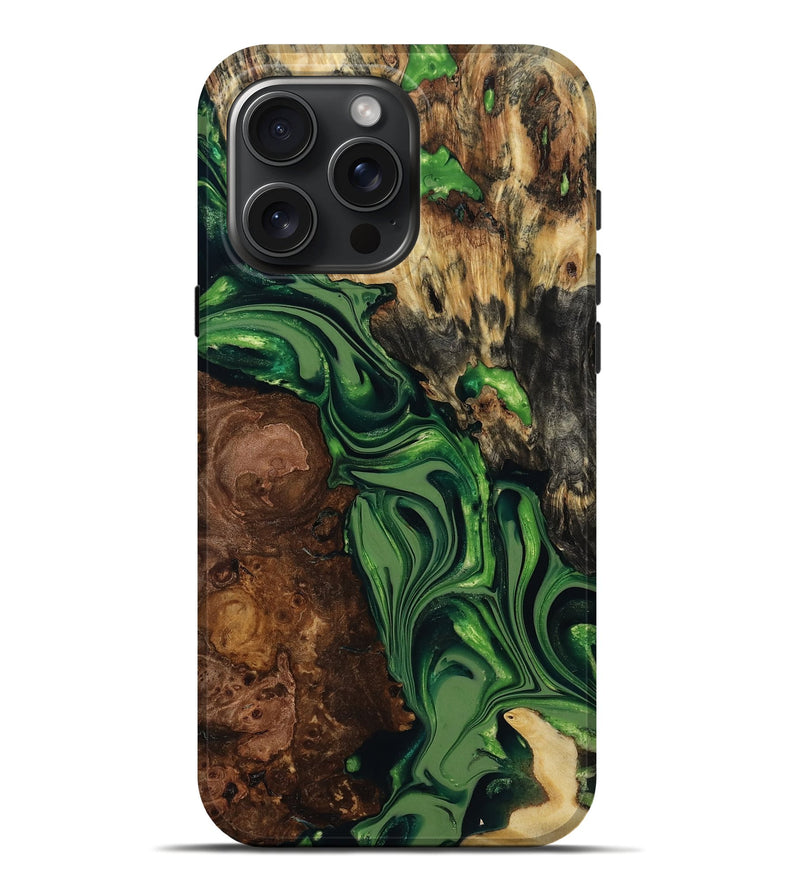 iPhone 16 Pro Max Wood Live Edge Phone Case - Ardis (Green, 817836)