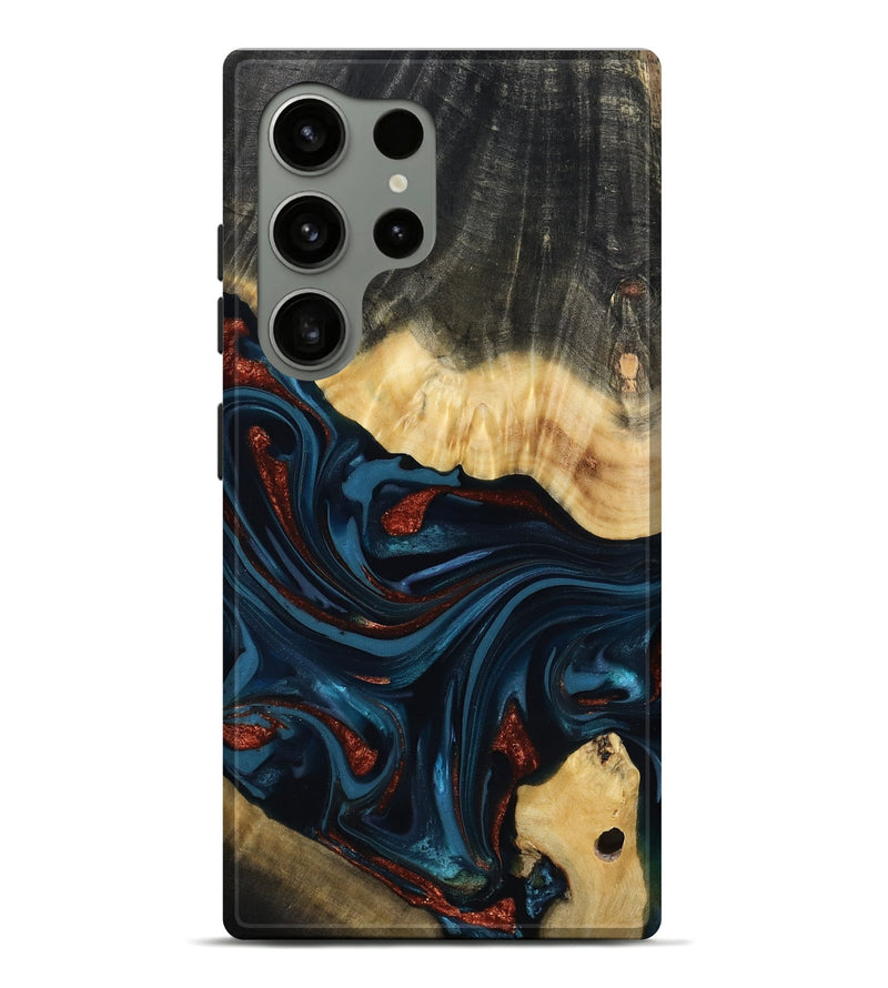 Galaxy S24 Ultra Wood Live Edge Phone Case - Nina (Teal & Gold, 817839)