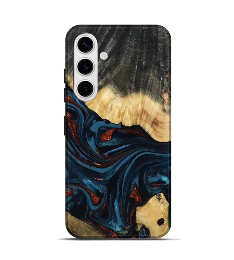 Galaxy S25 Wood Live Edge Phone Case - Nina (Teal & Gold, 817839)