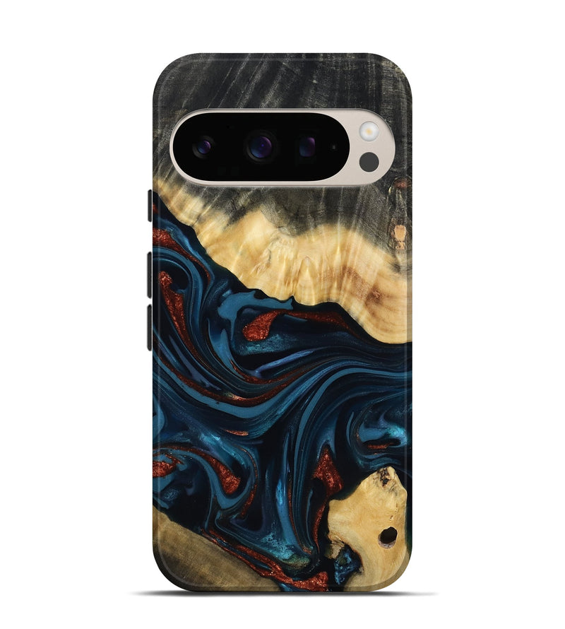 Pixel 10 Pro Wood Live Edge Phone Case - Nina (Teal & Gold, 817839)