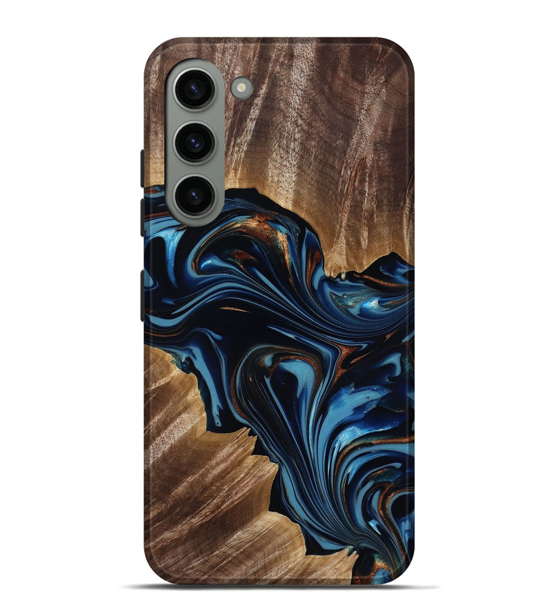Galaxy S23 Plus Wood Live Edge Phone Case - Jaylee (Teal & Gold, 817840)
