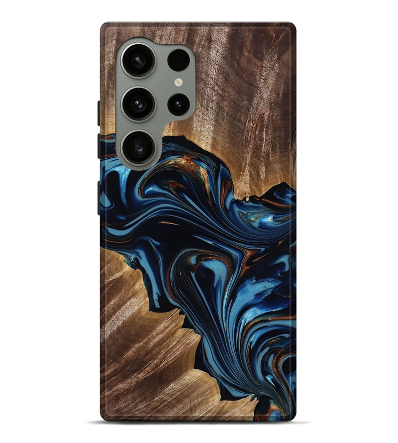 Galaxy S24 Ultra Wood Live Edge Phone Case - Jaylee (Teal & Gold, 817840)