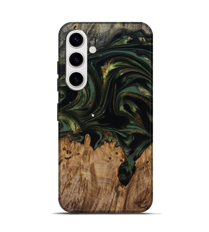 Galaxy S25 Wood Live Edge Phone Case - Shreya (Green, 817841)