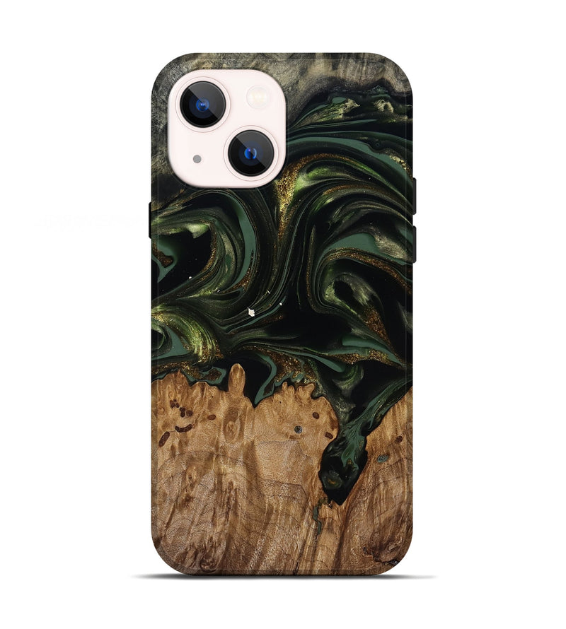 iPhone 13 Wood Live Edge Phone Case - Shreya (Green, 817841)