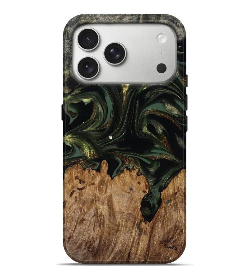iPhone 17 Pro Max Wood Live Edge Phone Case - Shreya (Green, 817841)