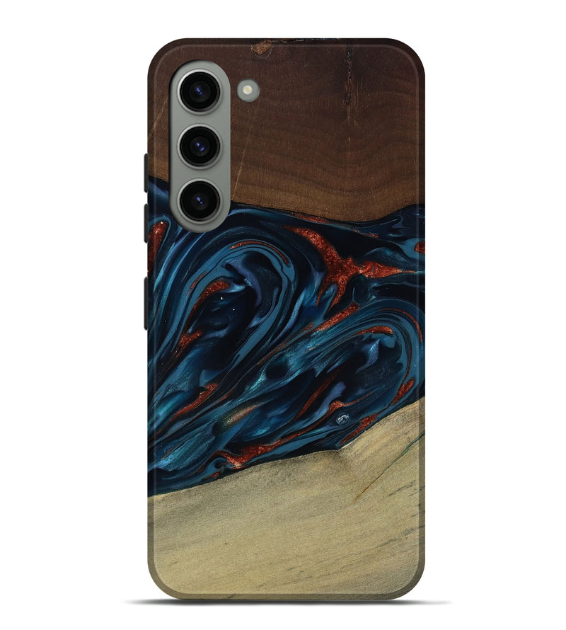 Galaxy S23 Plus Wood Live Edge Phone Case - Abel (Teal & Gold, 817842)