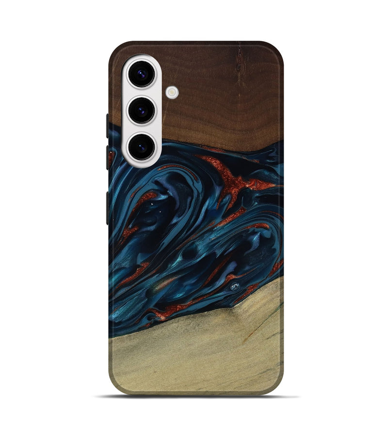 Galaxy S25 Wood Live Edge Phone Case - Abel (Teal & Gold, 817842)