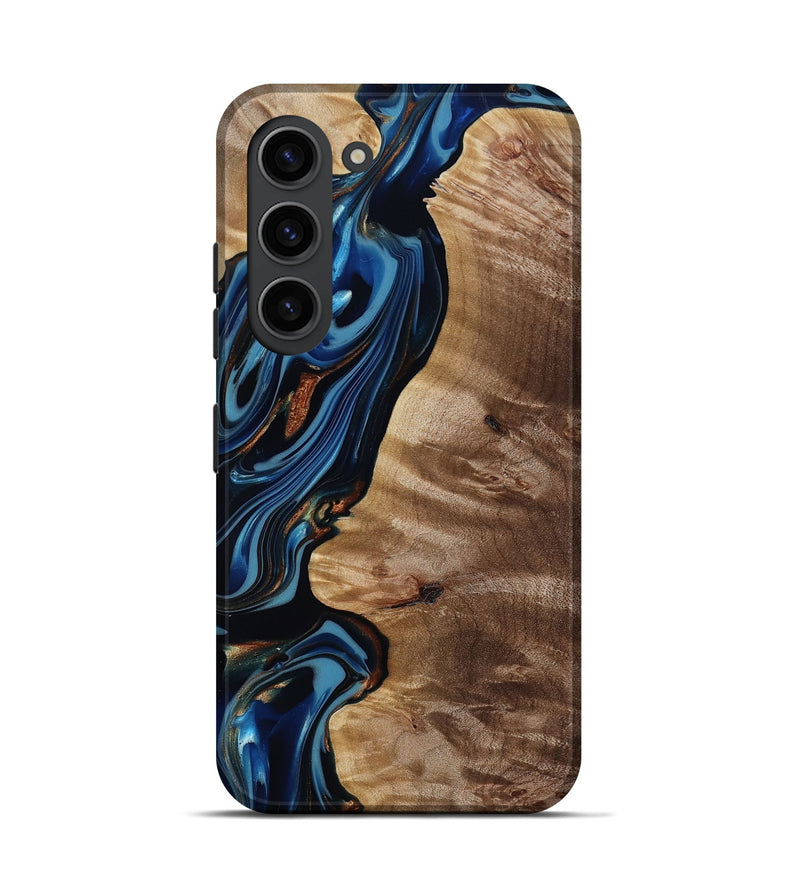 Galaxy S23 Wood Live Edge Phone Case - Estelle (Teal & Gold, 817843)