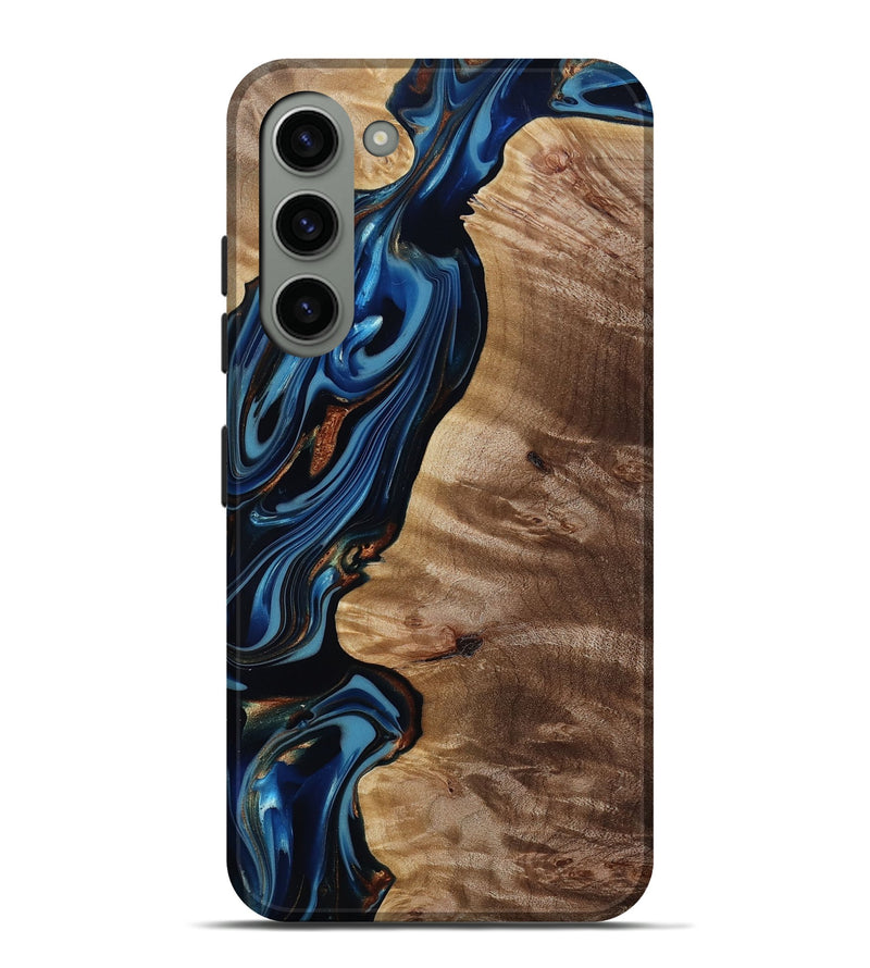 Galaxy S23 Plus Wood Live Edge Phone Case - Estelle (Teal & Gold, 817843)