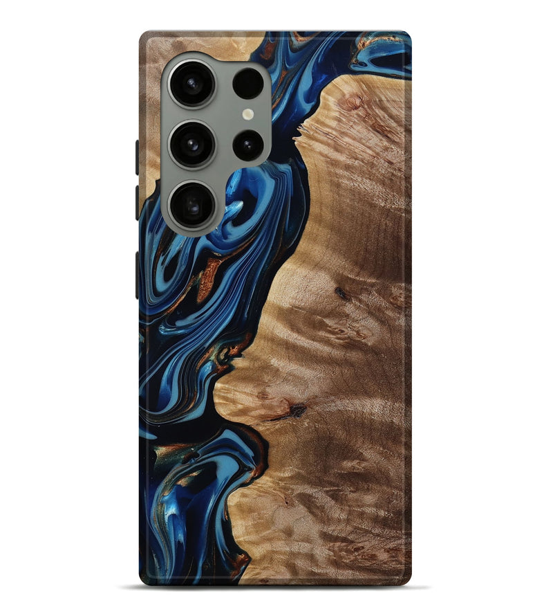 Galaxy S24 Ultra Wood Live Edge Phone Case - Estelle (Teal & Gold, 817843)