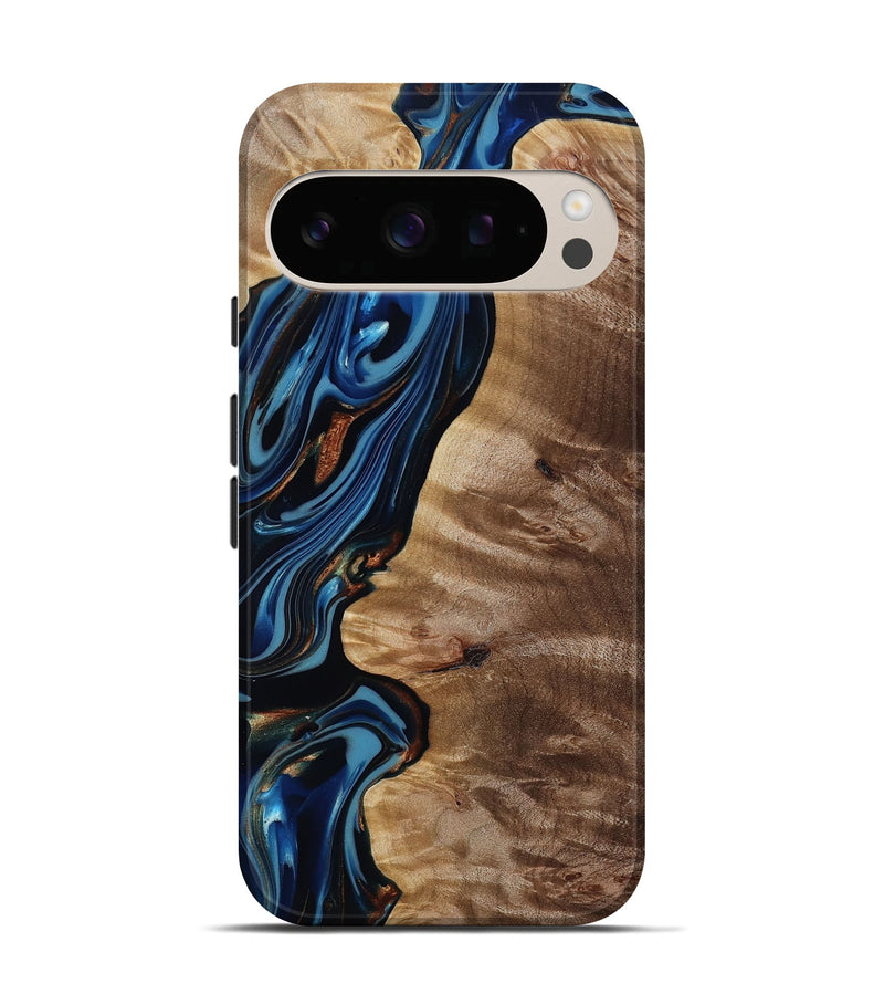 Pixel 10 Pro Wood Live Edge Phone Case - Estelle (Teal & Gold, 817843)