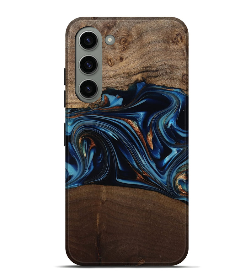Galaxy S23 Plus Wood Live Edge Phone Case - Colin (Teal & Gold, 817846)