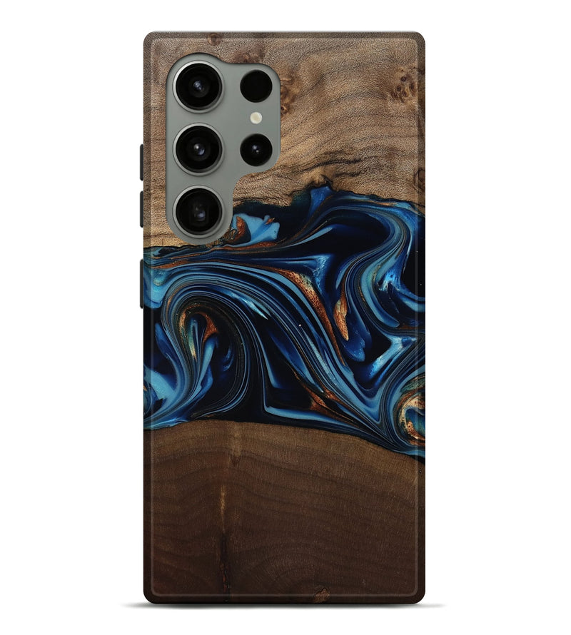 Galaxy S24 Ultra Wood Live Edge Phone Case - Colin (Teal & Gold, 817846)