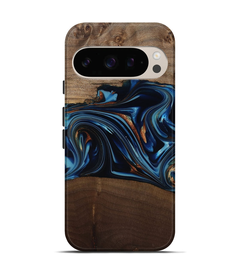 Pixel 10 Pro Wood Live Edge Phone Case - Colin (Teal & Gold, 817846)