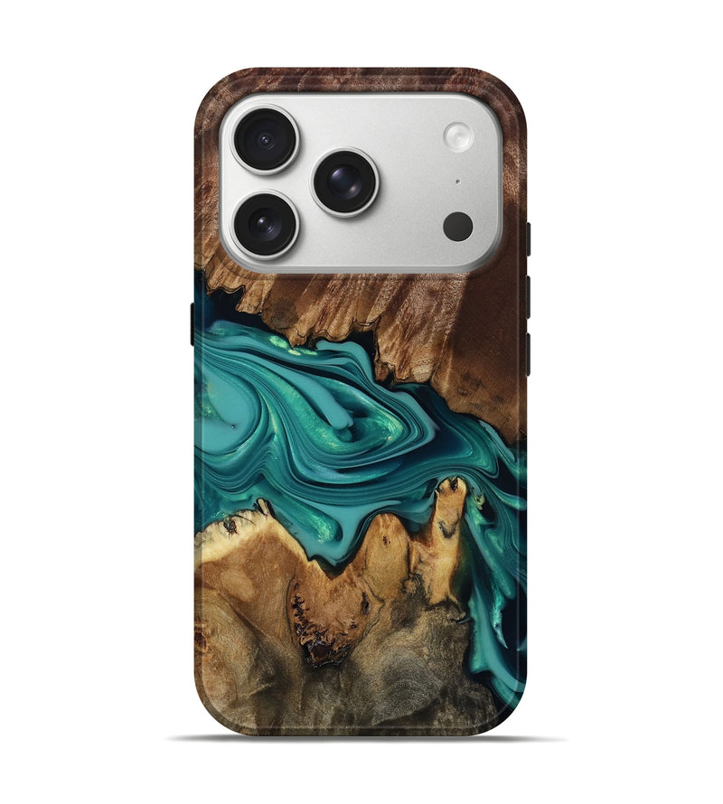 iPhone 17 Pro Wood Live Edge Phone Case - Norma (Green, 817854)