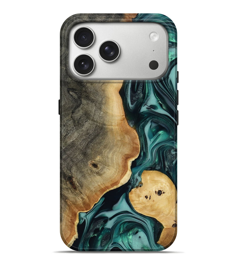 iPhone 17 Pro Max Wood Live Edge Phone Case - Eileen (Green, 817863)