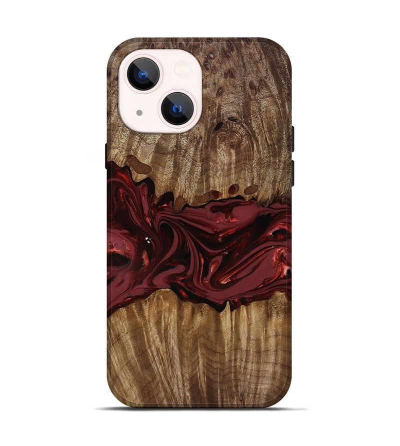 iPhone 14 Wood Live Edge Phone Case - Tommie (Red, 817864)