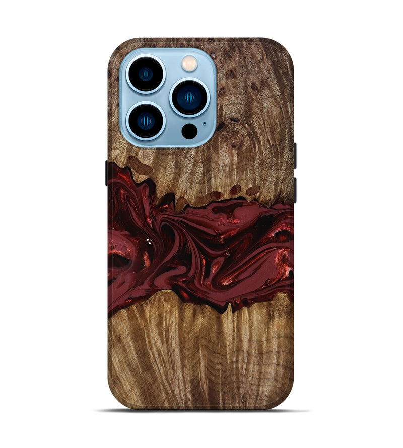 iPhone 14 Pro Wood Live Edge Phone Case - Tommie (Red, 817864)