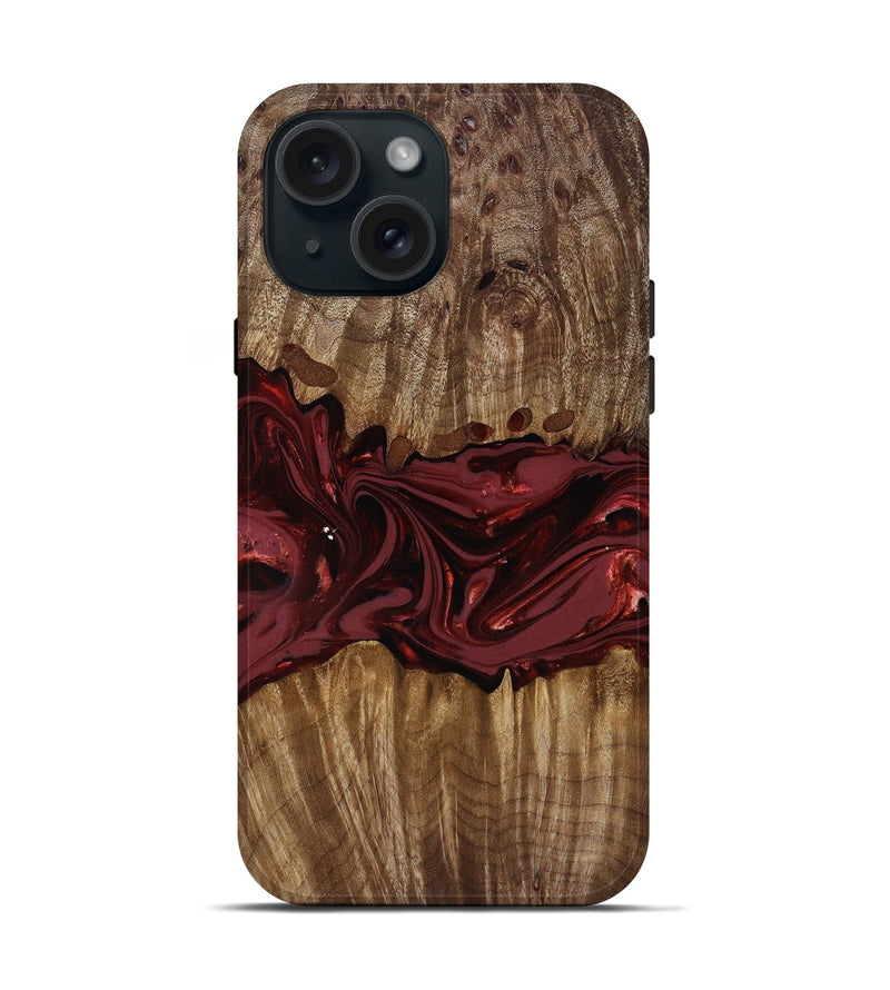 iPhone 15 Wood Live Edge Phone Case - Tommie (Red, 817864)