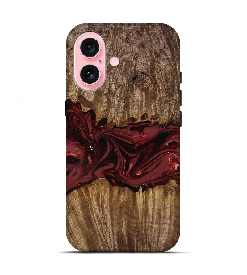 iPhone 16 Wood Live Edge Phone Case - Tommie (Red, 817864)