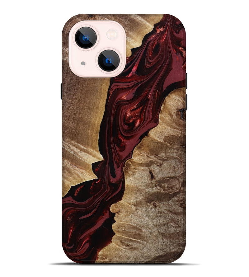 iPhone 14 Plus Wood Live Edge Phone Case - Ludie (Red, 817871)
