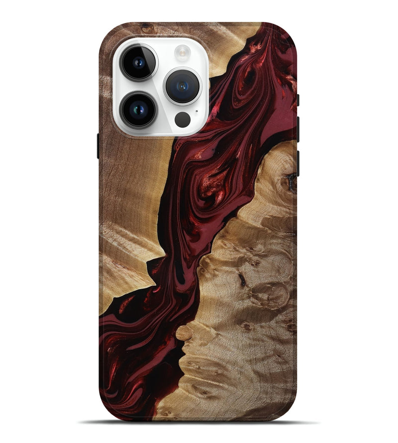 iPhone 15 Pro Max Wood Live Edge Phone Case - Ludie (Red, 817871)