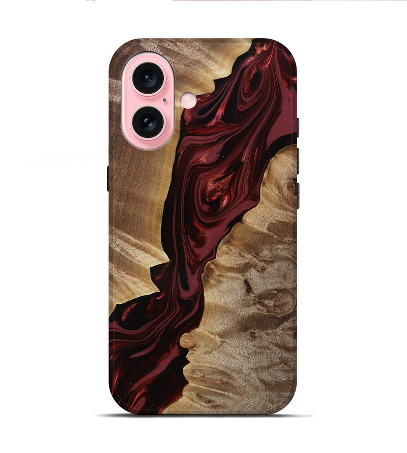 iPhone 16 Wood Live Edge Phone Case - Ludie (Red, 817871)