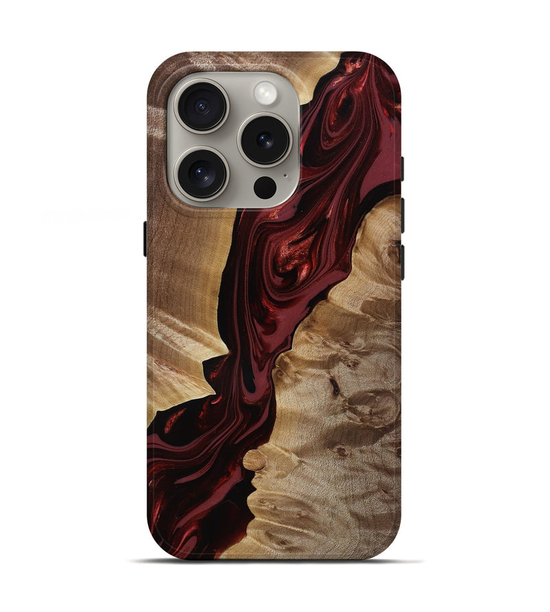 iPhone 16 Pro Wood Live Edge Phone Case - Ludie (Red, 817871)