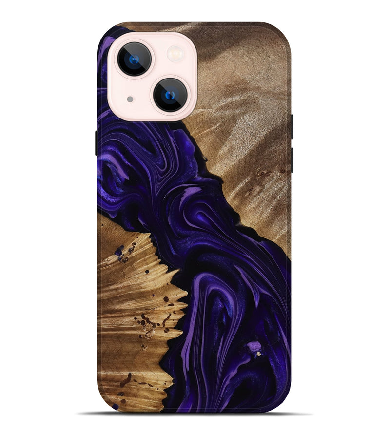 iPhone 14 Plus Wood Live Edge Phone Case - Nevaeh (Purple, 817876)