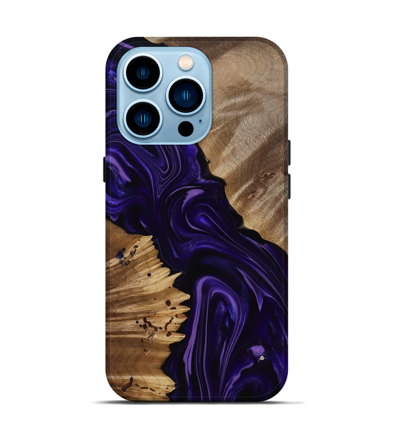 iPhone 14 Pro Wood Live Edge Phone Case - Nevaeh (Purple, 817876)