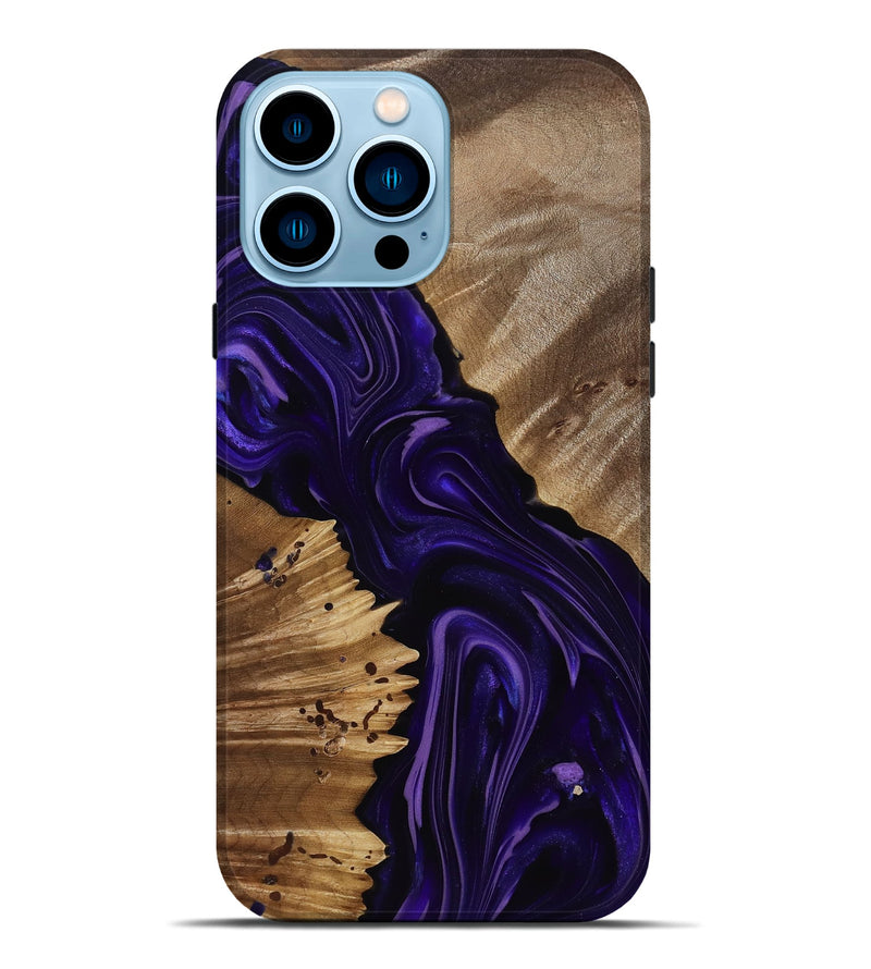 iPhone 14 Pro Max Wood Live Edge Phone Case - Nevaeh (Purple, 817876)