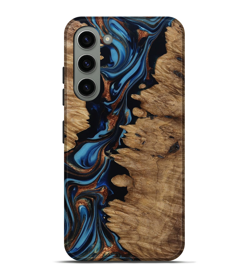 Galaxy S23 Plus Wood Live Edge Phone Case - Kaye (Teal & Gold, 817881)
