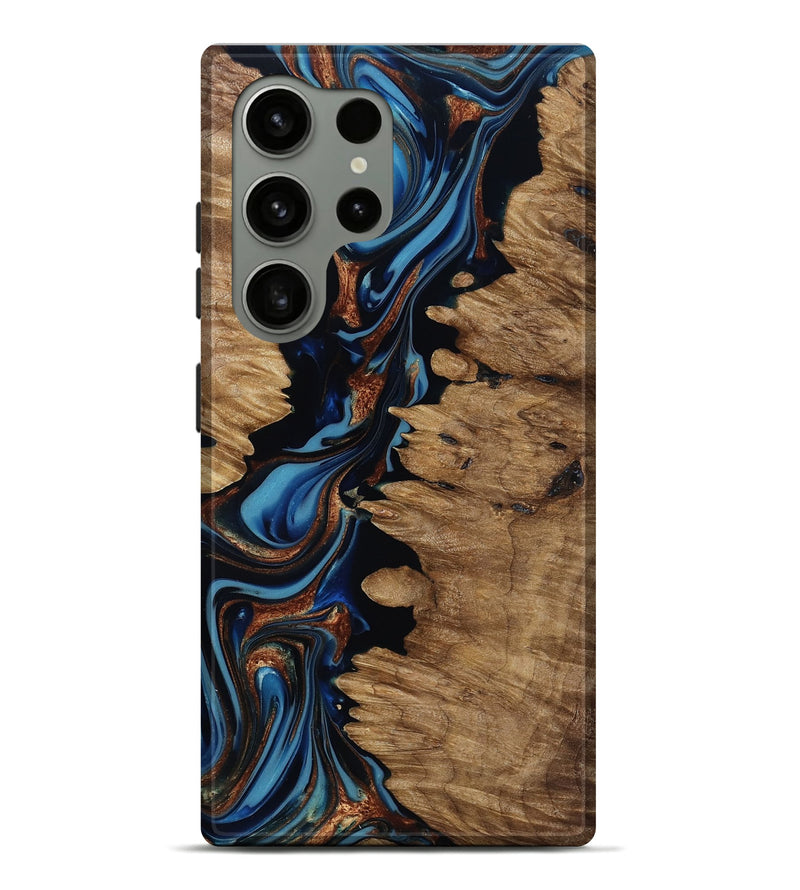 Galaxy S24 Ultra Wood Live Edge Phone Case - Kaye (Teal & Gold, 817881)