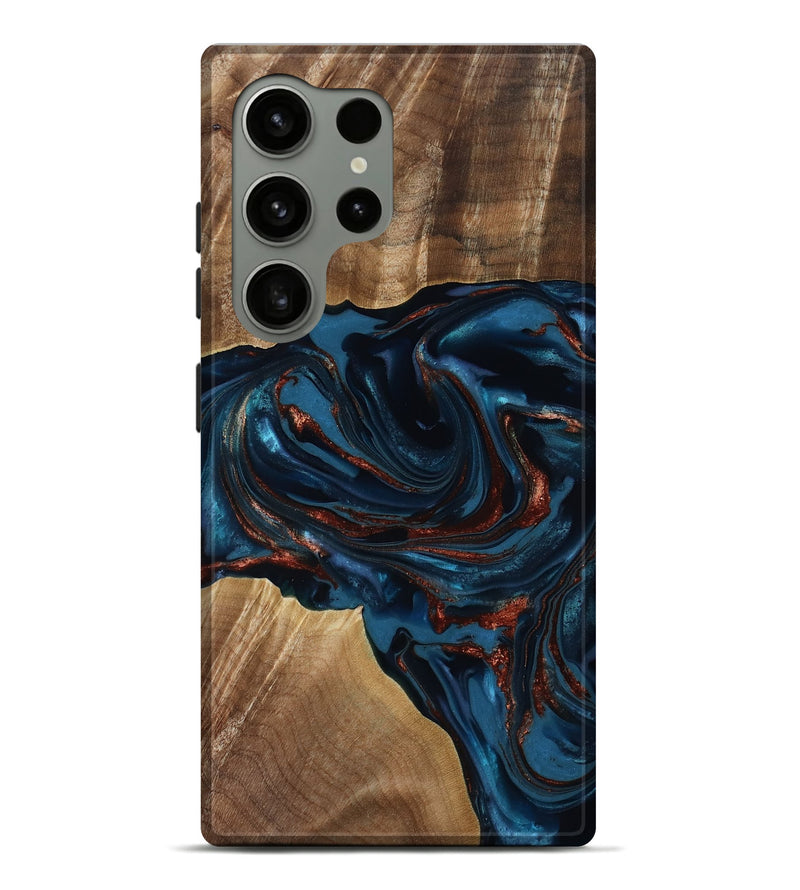 Galaxy S24 Ultra Wood Live Edge Phone Case - Nolan (Teal & Gold, 817882)