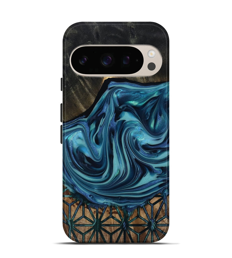 Pixel 10 Pro Wood Live Edge Phone Case - Hosea (Blue, 817887)
