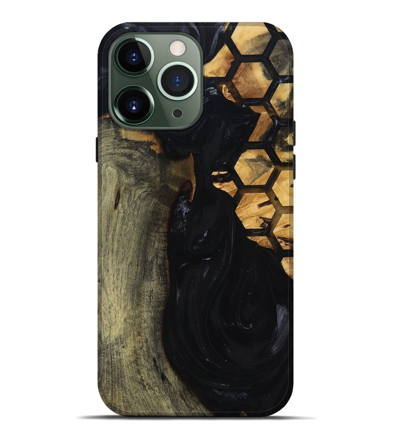 iPhone 13 Pro Max Wood Live Edge Phone Case - Shasta (Black & White, 817888)