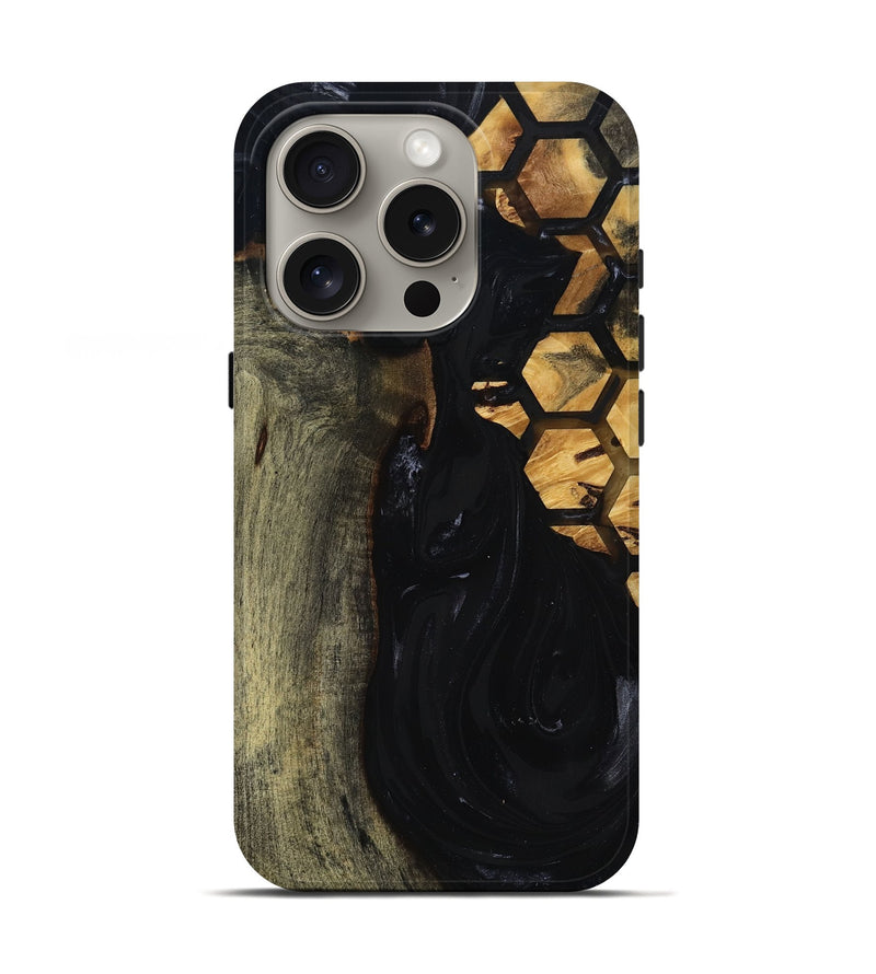 iPhone 16 Pro Wood Live Edge Phone Case - Shasta (Black & White, 817888)