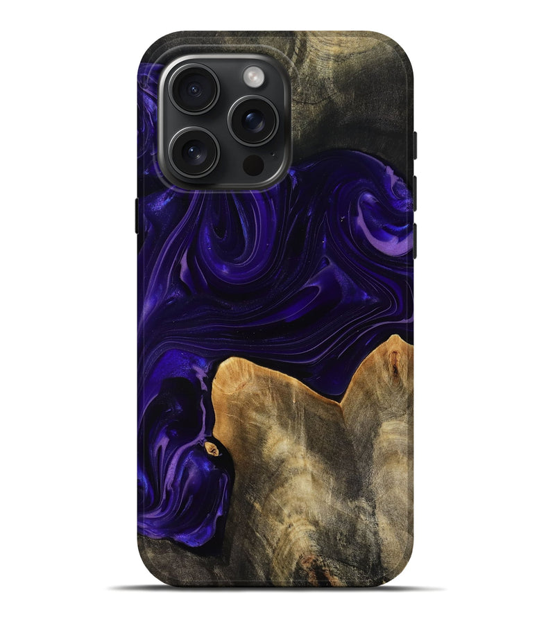iPhone 16 Pro Max Wood Live Edge Phone Case - Rosia (Purple, 817889)